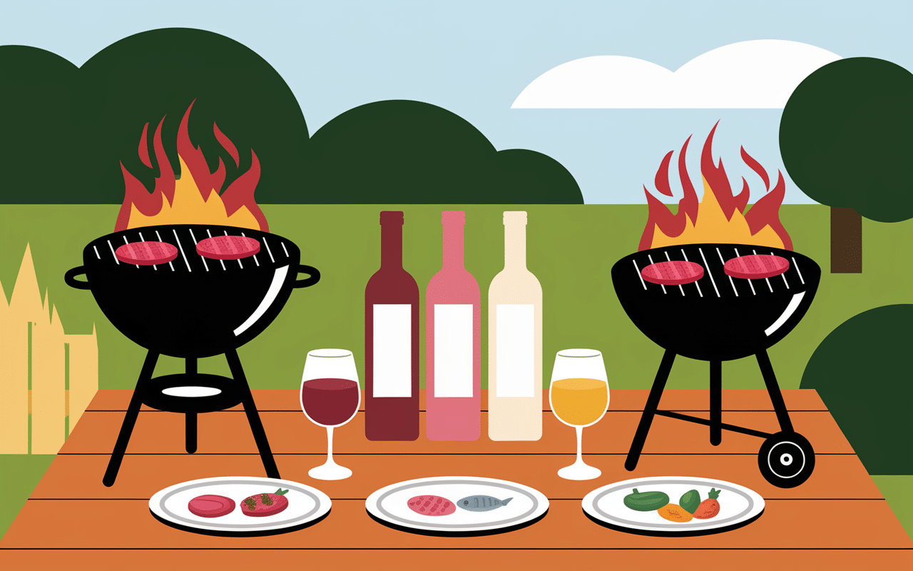 Table barbecue trois vins accords grillades