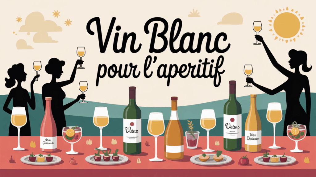 Table extérieure ambiance chaleureuse avec vin blanc pour apéritif