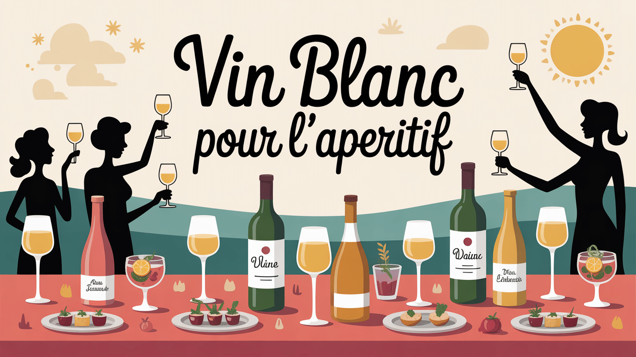 Table extérieure ambiance chaleureuse avec vin blanc pour apéritif