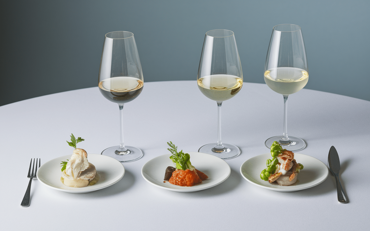 bouchee a la reine trois garnitures et verres de vin blanc