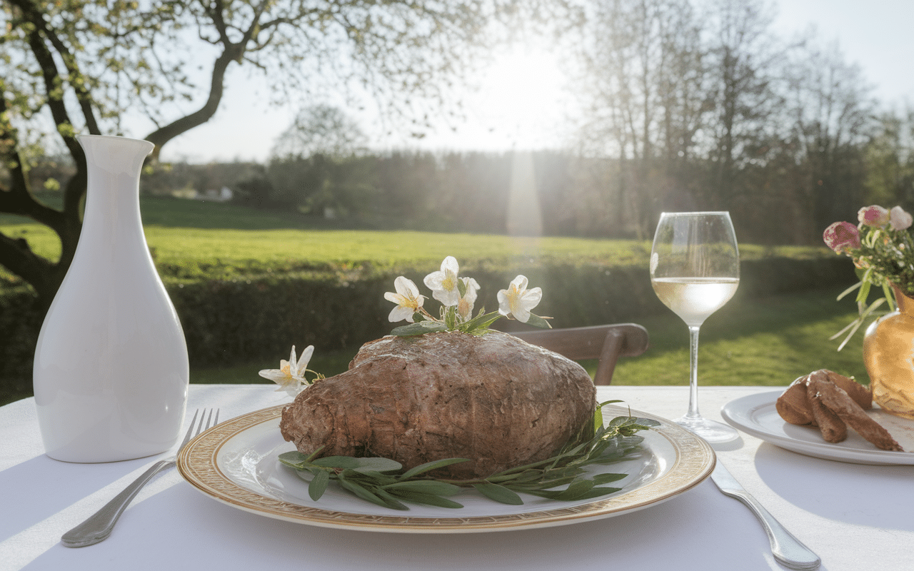 gigot d'agneau flageolets verre vin blanc printanier