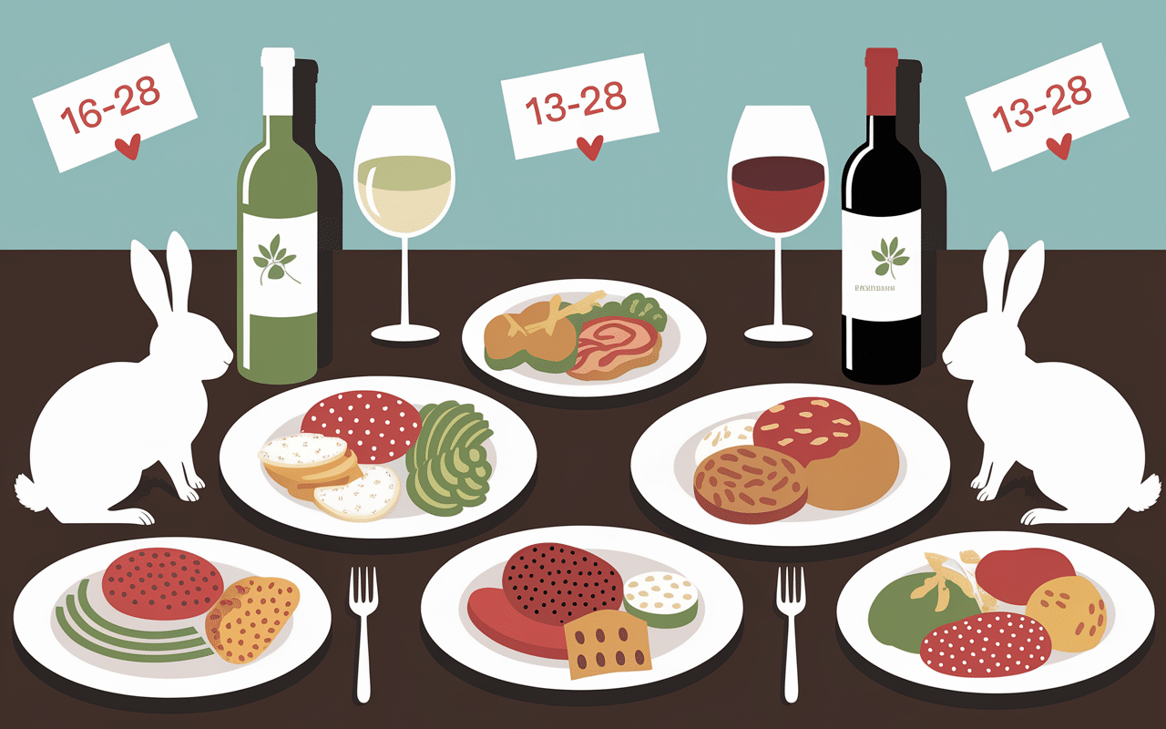 assiettes de lapin différents vins blanc rouge prix