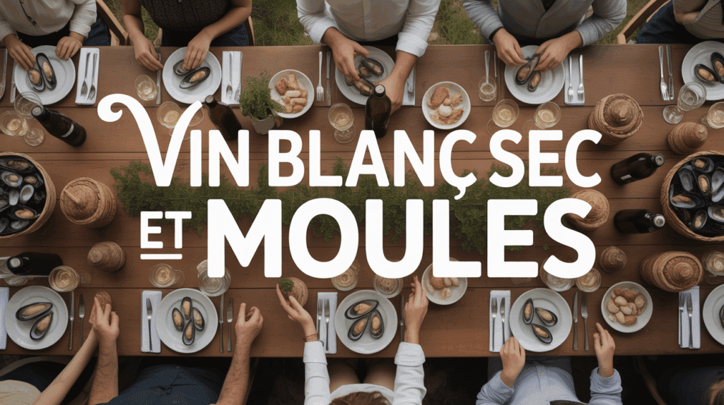 grande table repas moules vin blanc sec ambiance chaleureuse