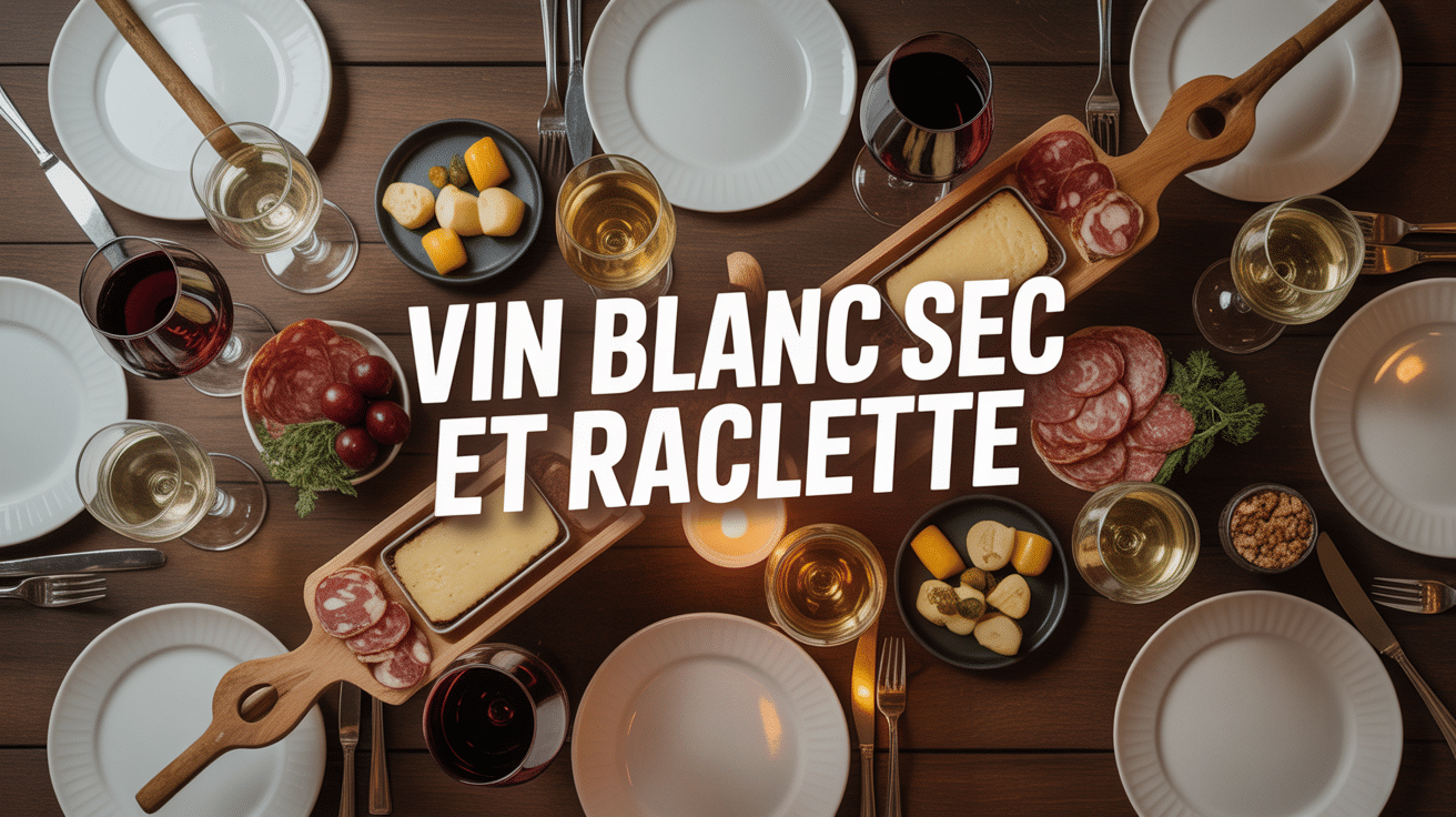 raclette et vin blanc sec sur table conviviale