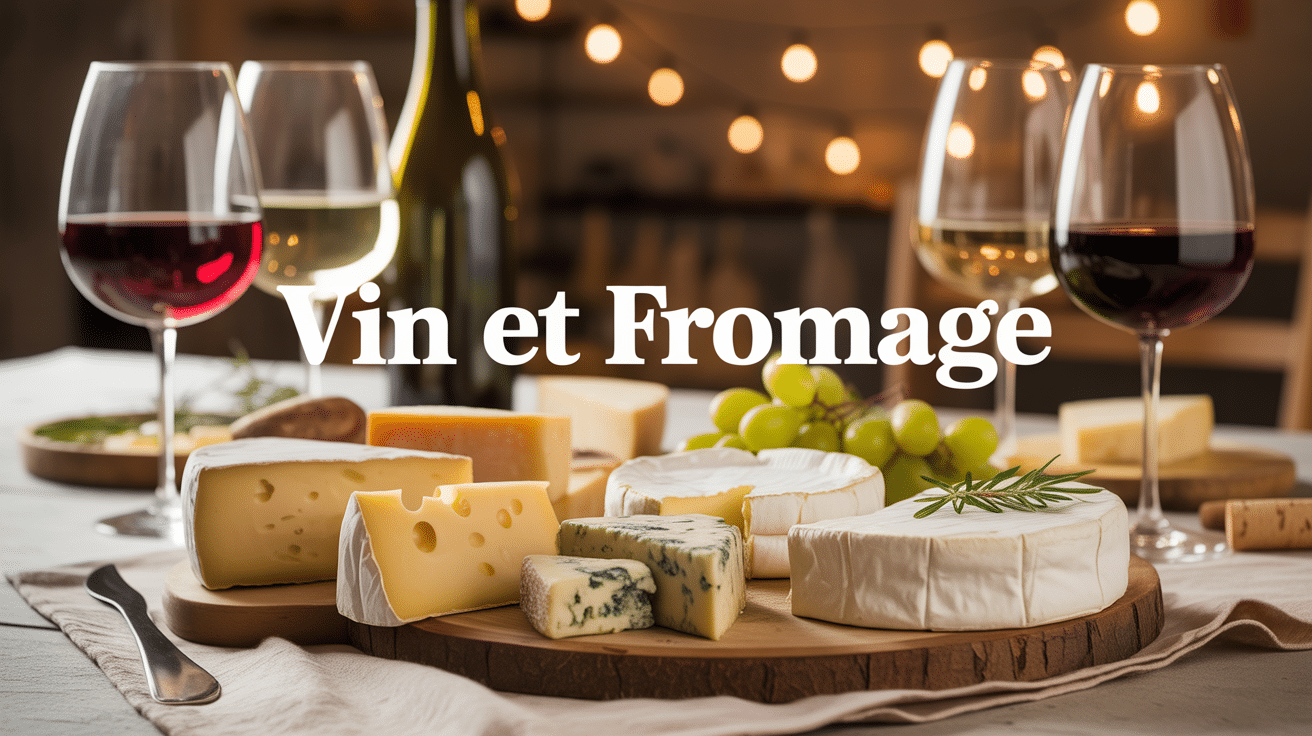grand plateau de fromages et verres de vin en ambiance chaleureuse