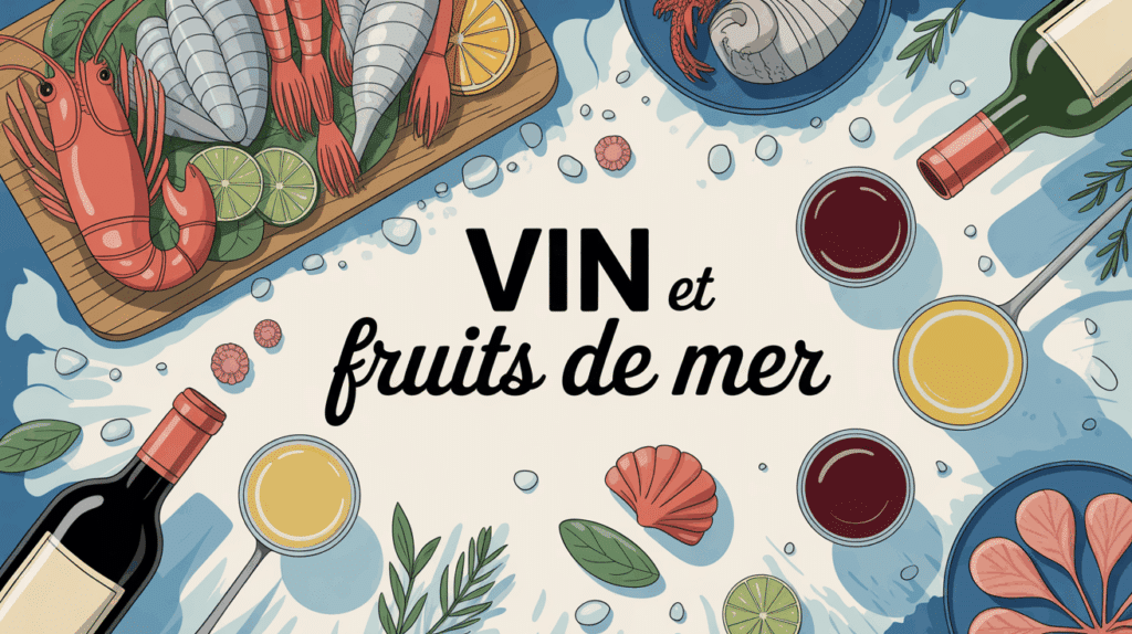Plateau de fruits de mer et verres de vin blanc ambiance conviviale