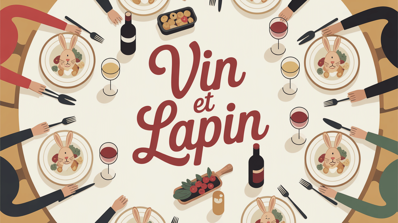table chaleureuse vin et lapin ambiance conviviale