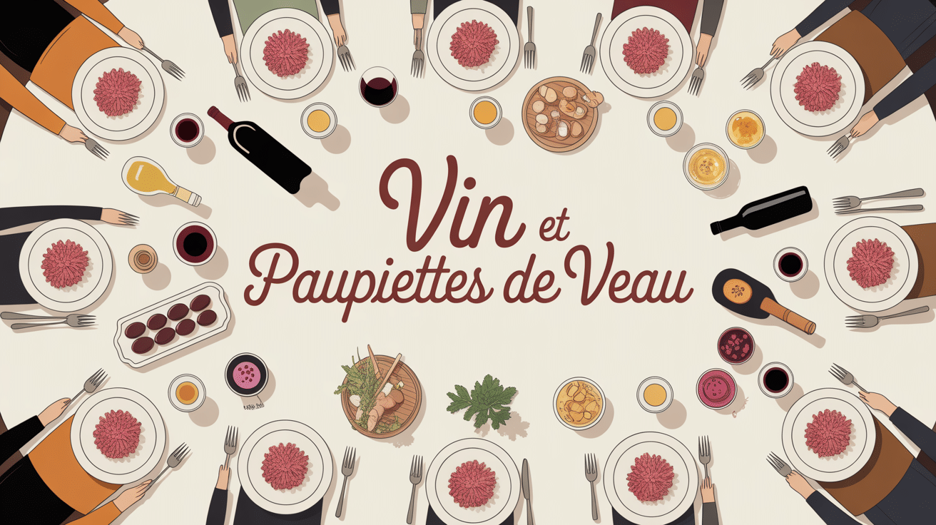 vin et paupiettes de veau autour d'une grande table silhouette chaleureuse