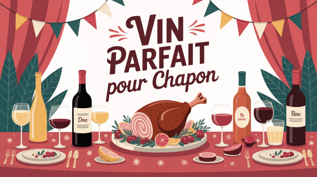 table de fete avec chapon roti et vins accord parfait
