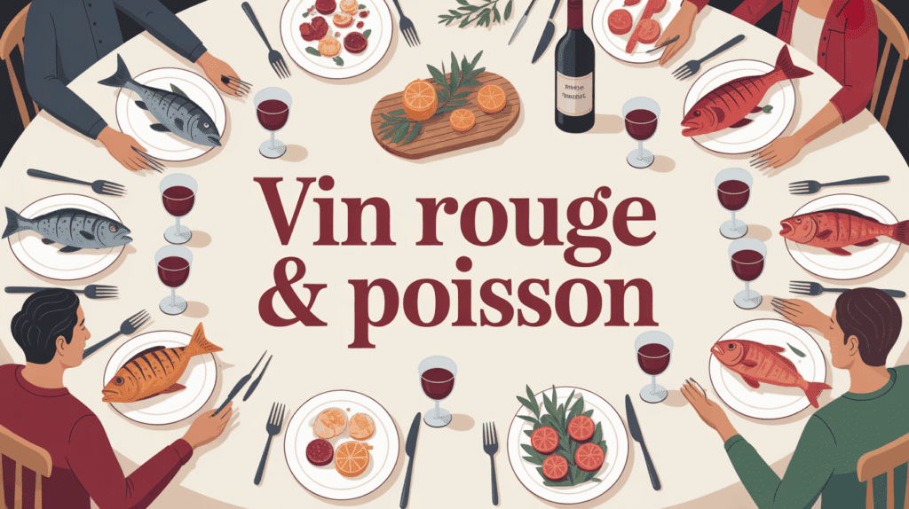 table conviviale poisson grillé vin rouge