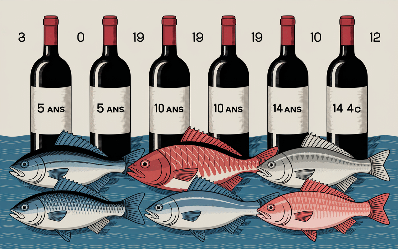 poissons charnus vin rouge bouteille âge température