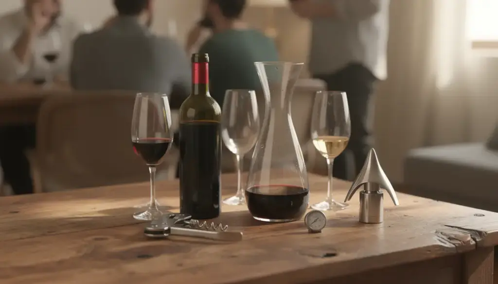 Accessoires de sommelier essentiels, tire-bouchon carafe verres thermometre aérateur