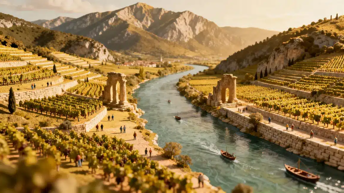 carte stylisee vallee du rhone terroir histoire monuments