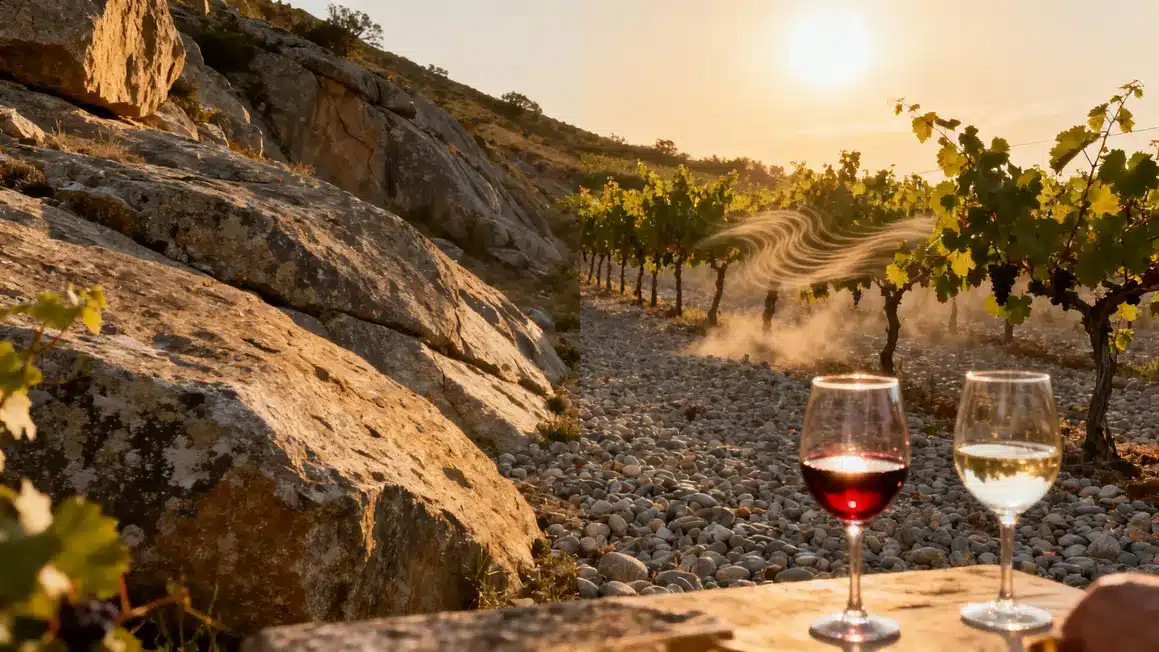 climat nord sud vallee du rhone vignes coteaux galets