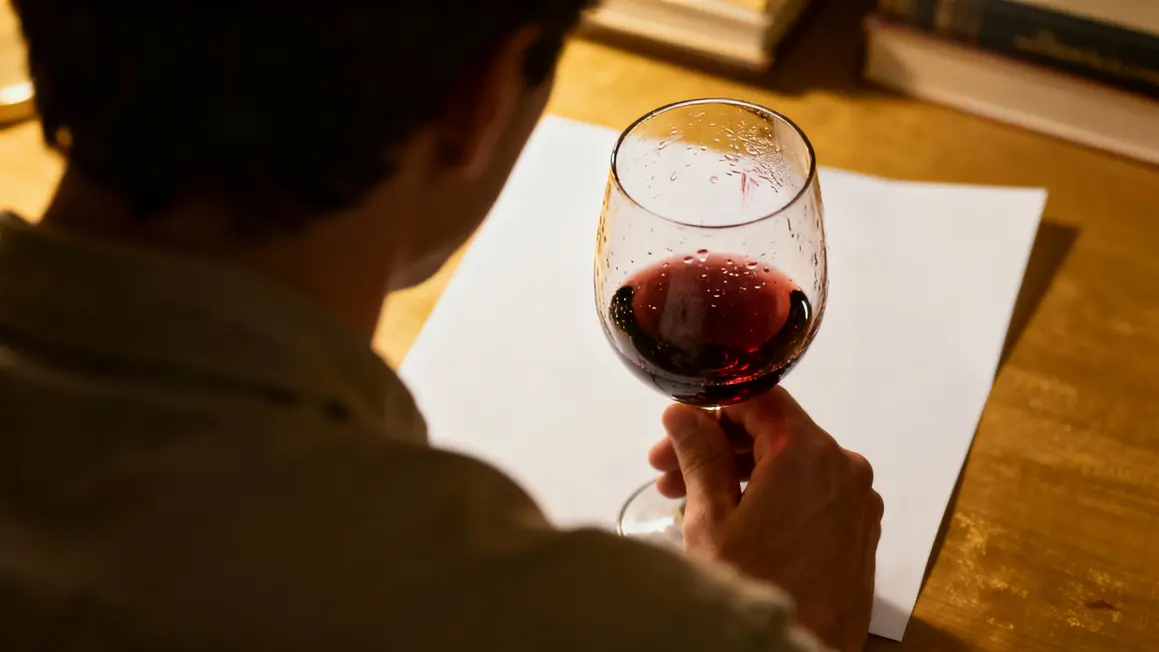 Main verre vin analyse visuelle couleur larmes