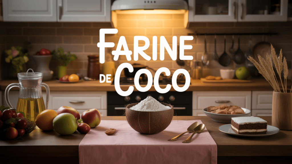 bol de farine de coco dans une cuisine lumineuse
