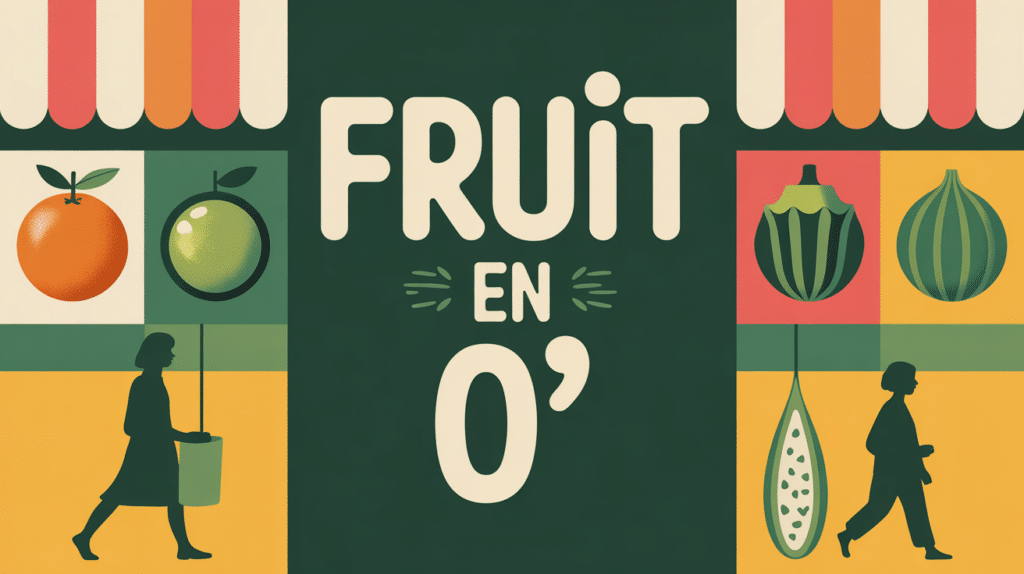 fruit en o marché avec fruits et passants