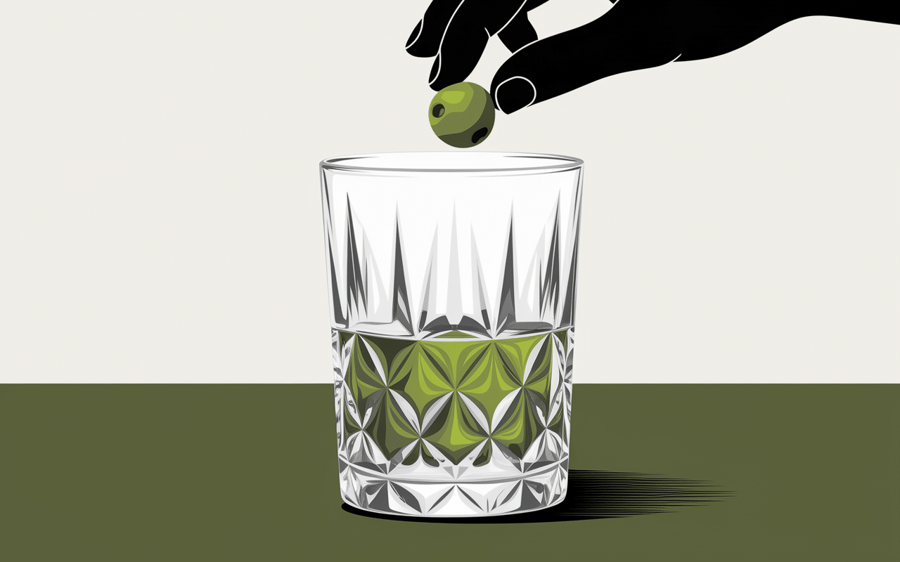 préparation martini cocktail dry main stylisée