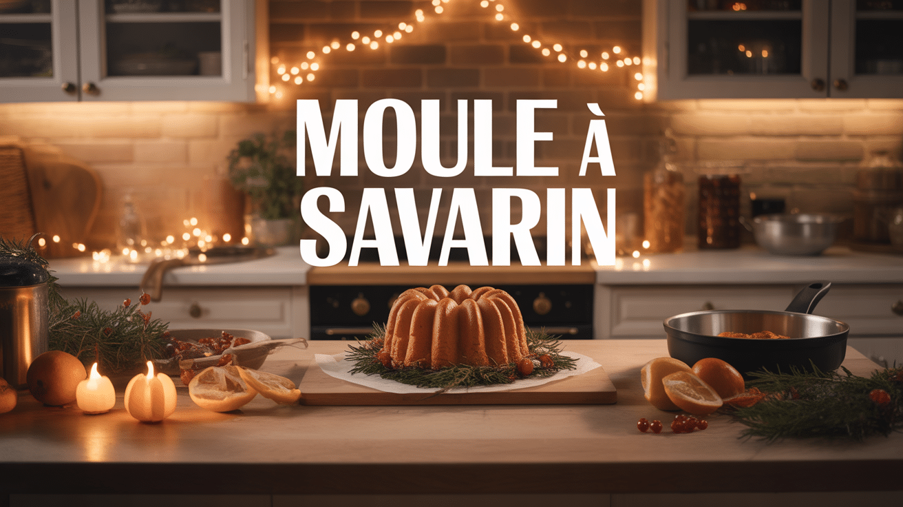 moule à savarin doré sur plan de travail