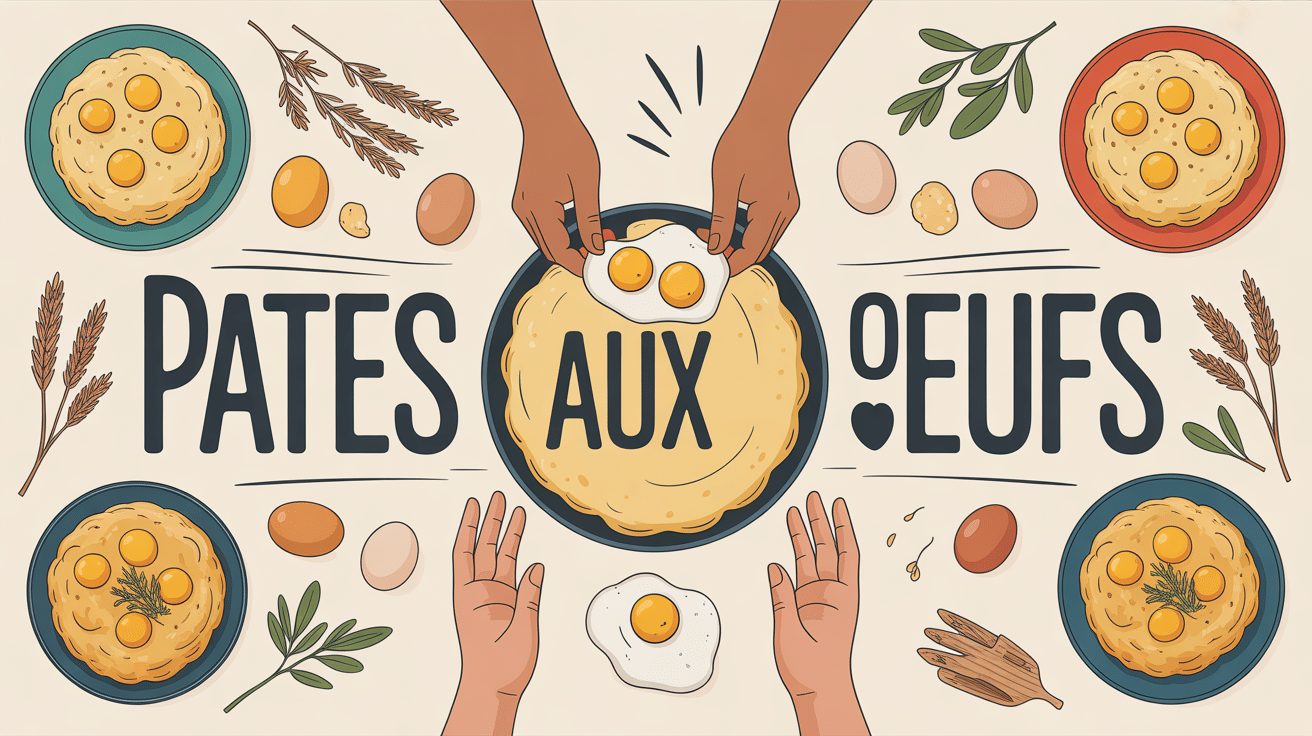 illustration plan de travail pates aux oeufs