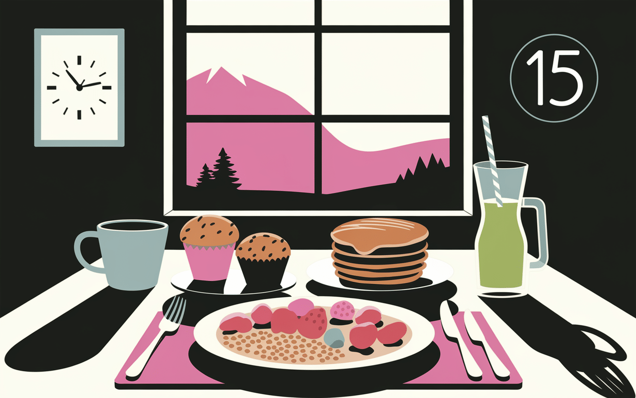 Assiette petit déjeuner sans gluten et minuterie