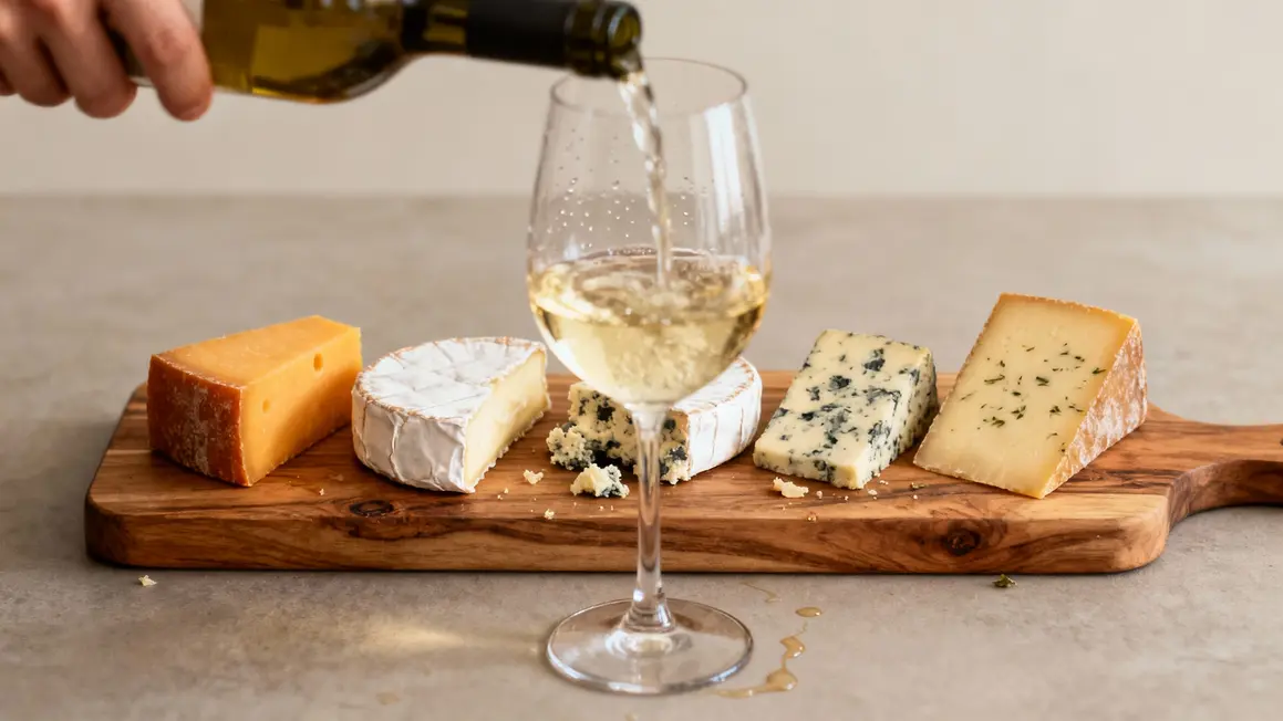 Service vin blanc et plateau fromages accords