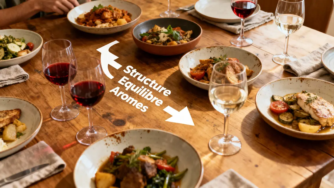 Schéma explicatif accords mets vins Bordeaux structure arômes