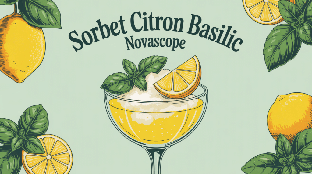 sorbet citron basilic novascope en coupe sur table estivale