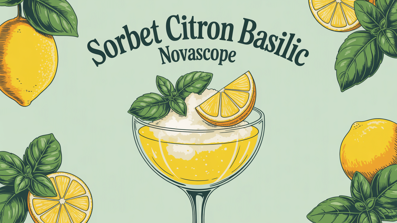 sorbet citron basilic novascope en coupe sur table estivale