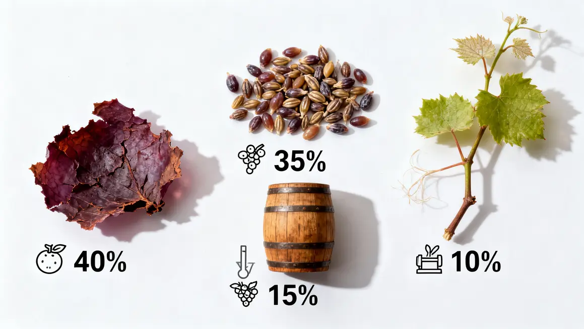 tableau visuel sources tanins vin avec pourcentages