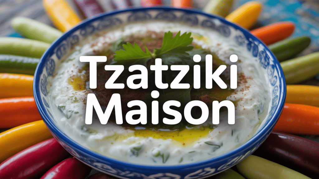 Tzatziki maison tonbonbon.fr bol crémeux entouré de légumes