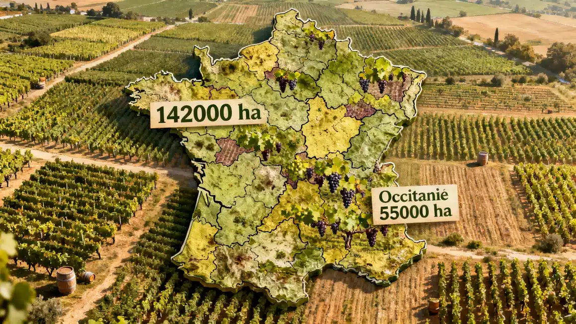 Carte France vignobles bio chiffres clés