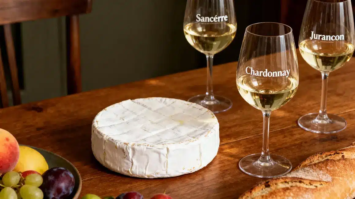 Vins blancs Sancerre Jurancon fromage frais pain