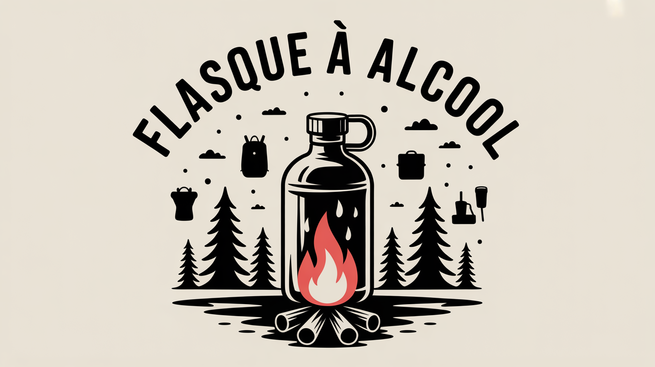 Flasque alcool autour feu de camp et accessoire outdoor