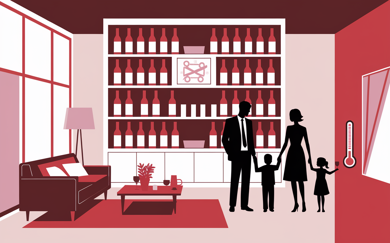 Salon avec meilleure cave à vin bi-zone rouge et blanc