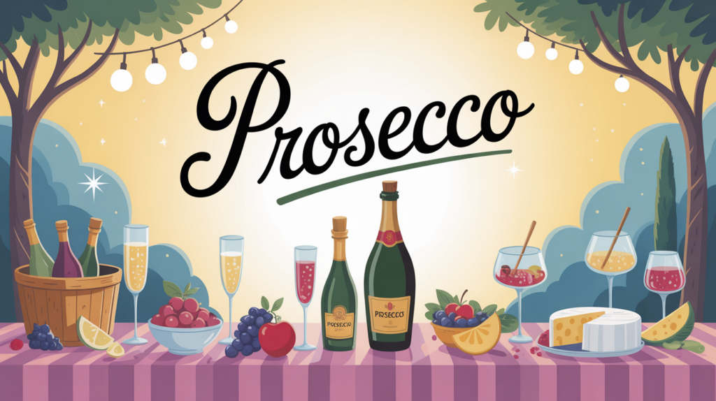 table apéritif italien avec prosecco en extérieur