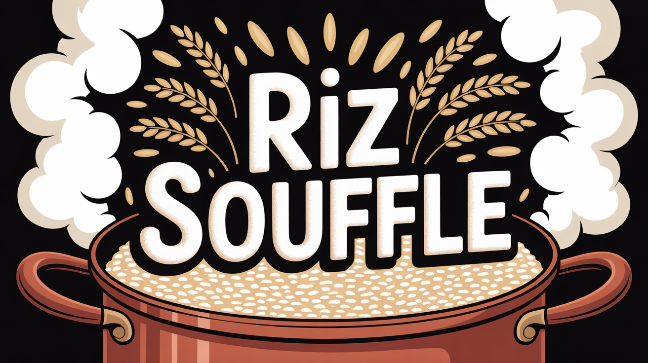 illustration riz soufflé dans poêle cuisine familiale