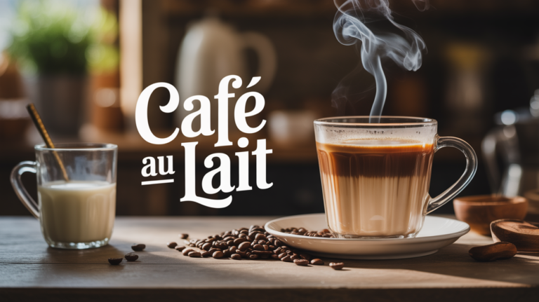 Tasse de cafe au latte chaud sur table avec grains et pichet