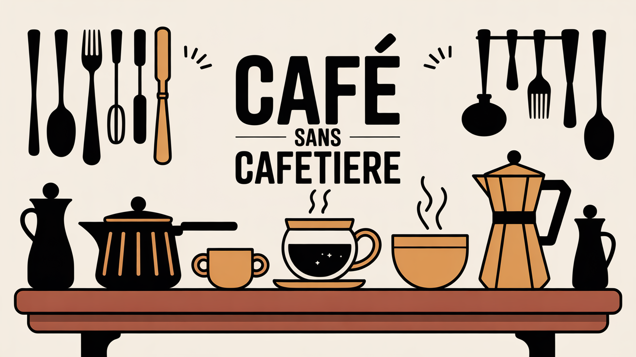 comment faire du café sans cafetière illustration table utensils