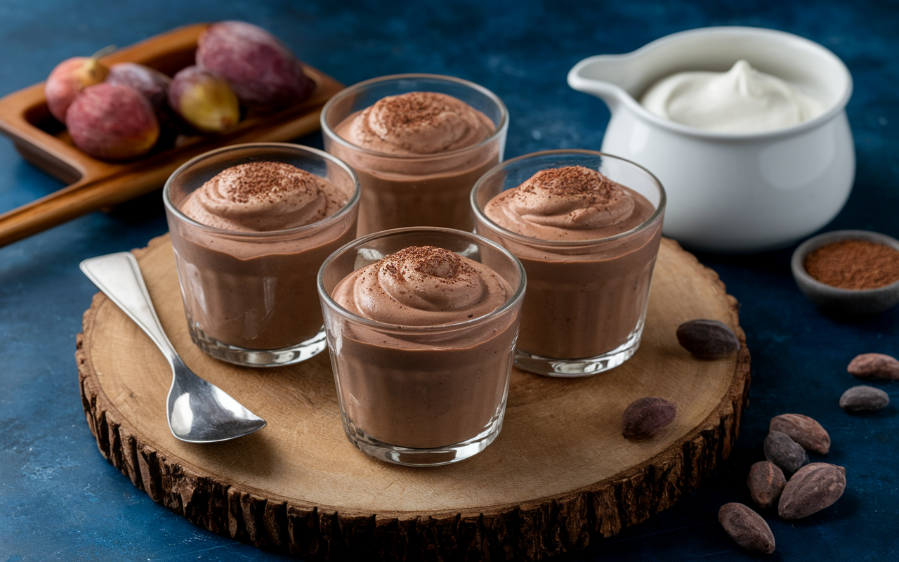 Verrines dessert mascarpone cacao gros plan