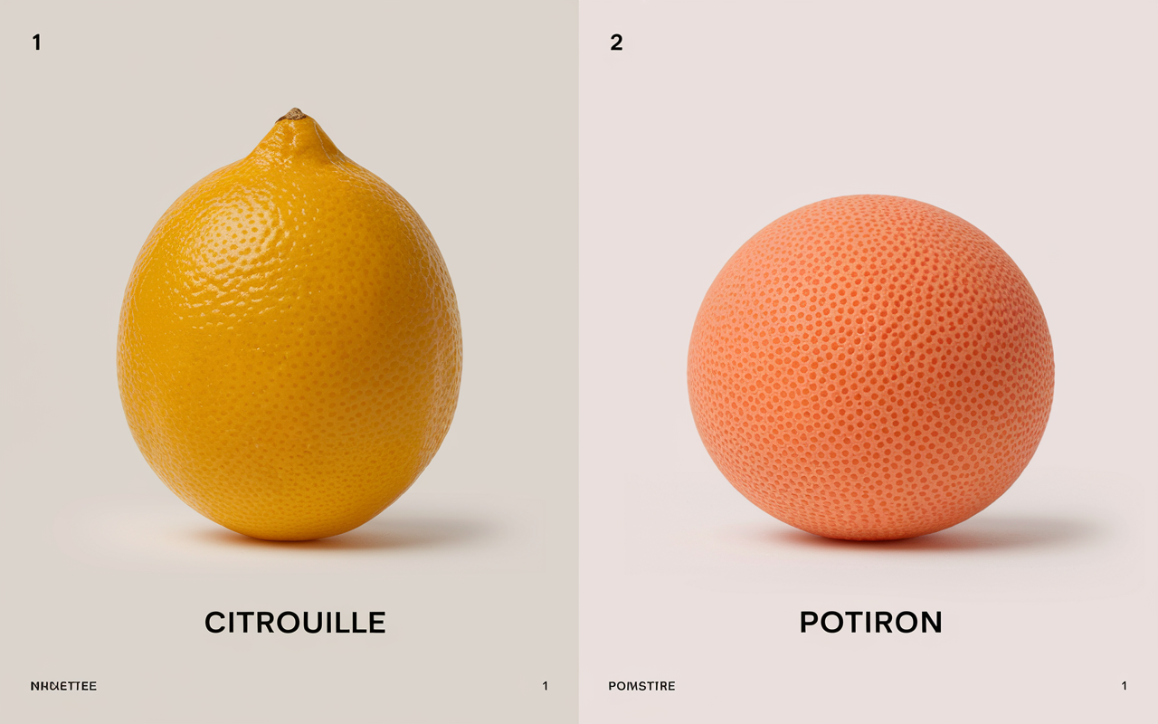 Coupe mettant en avant la différence entre citrouille et potiron