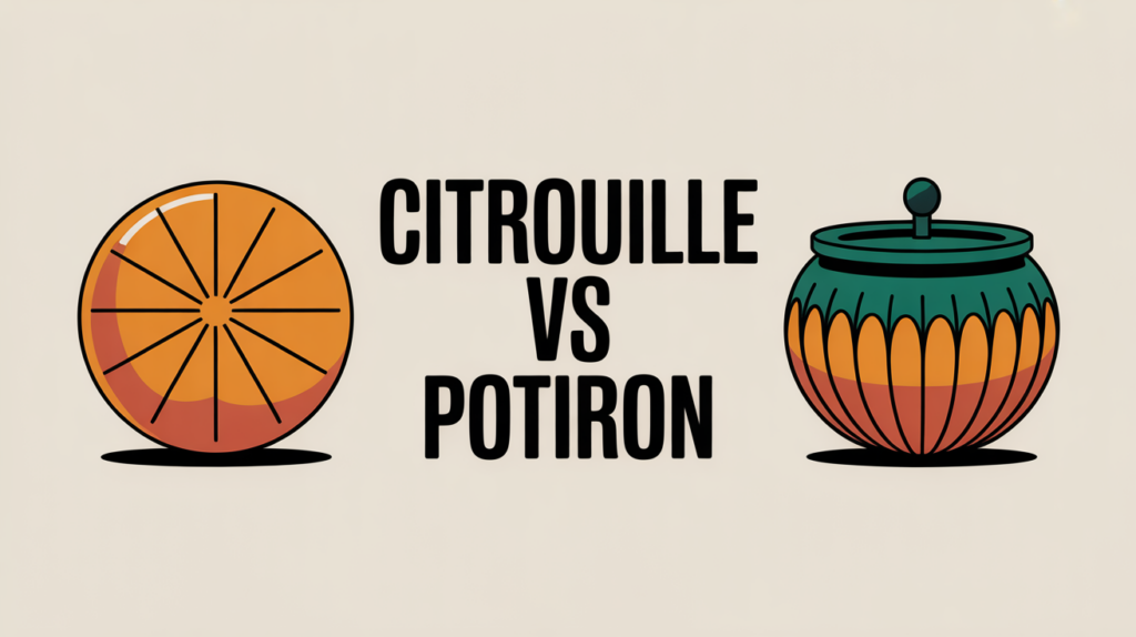Gros plan montrant la différence entre citrouille et potiron