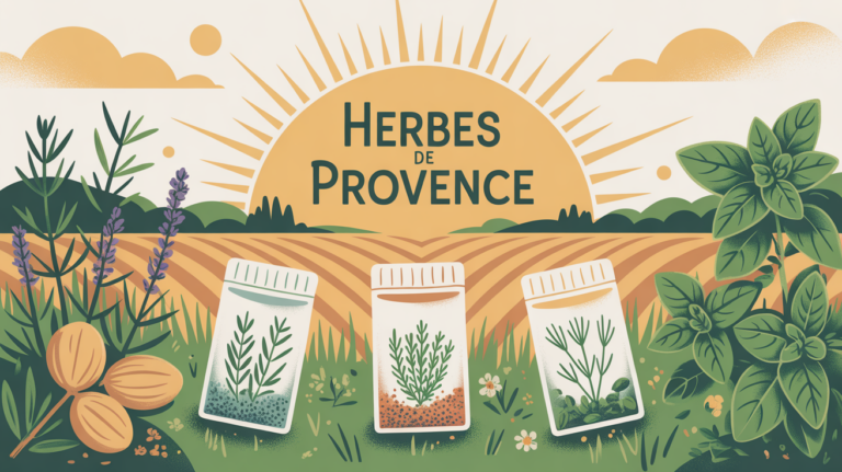 Herbes de Provence illustration champ sachets soleil