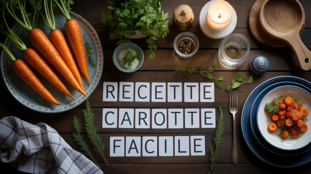 Recette carotte présentée sur table cuisine ambiance conviviale
