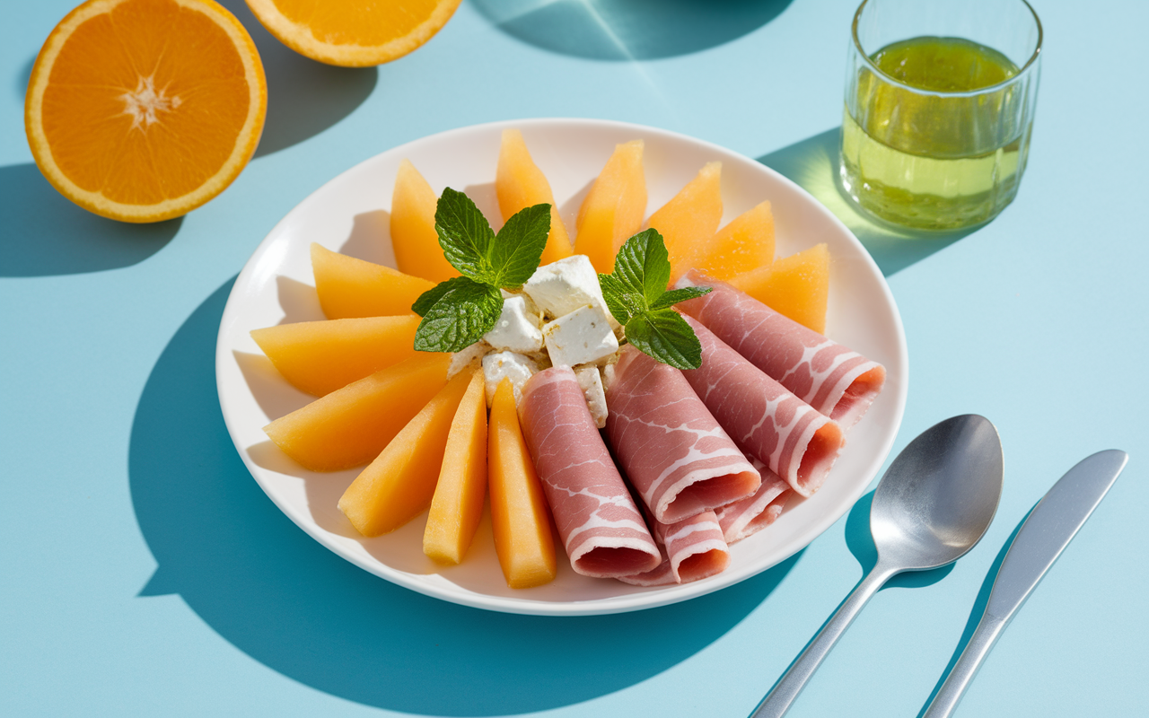 recette melon salade feta jambon express