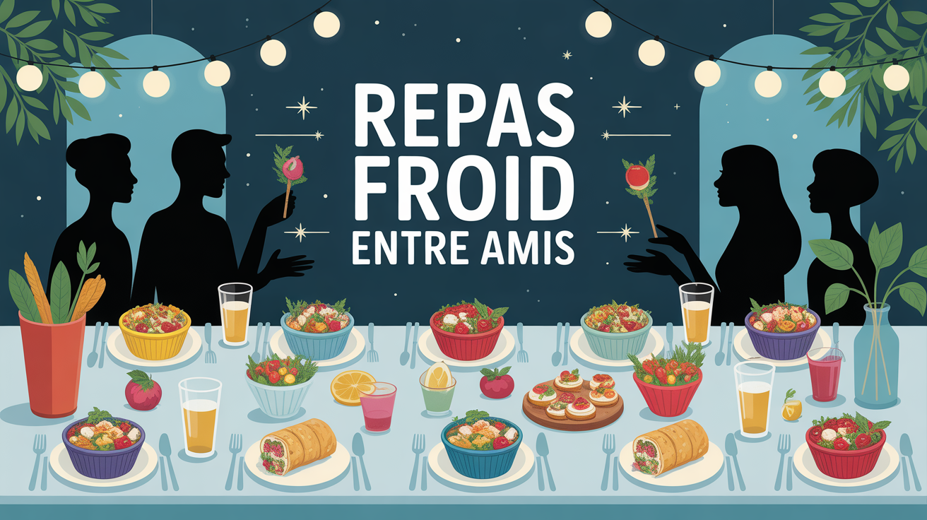 Repas froid entre amis table ambiance festive