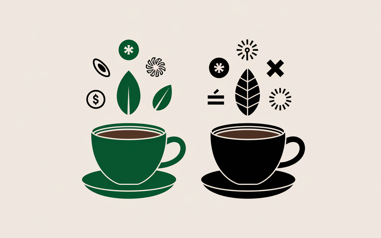 the noir ou vert quantite cafeine antioxydants pictogrammes