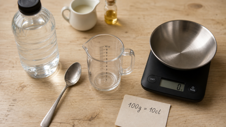 100g en centilitre : verre doseur et mémo de conversion précise