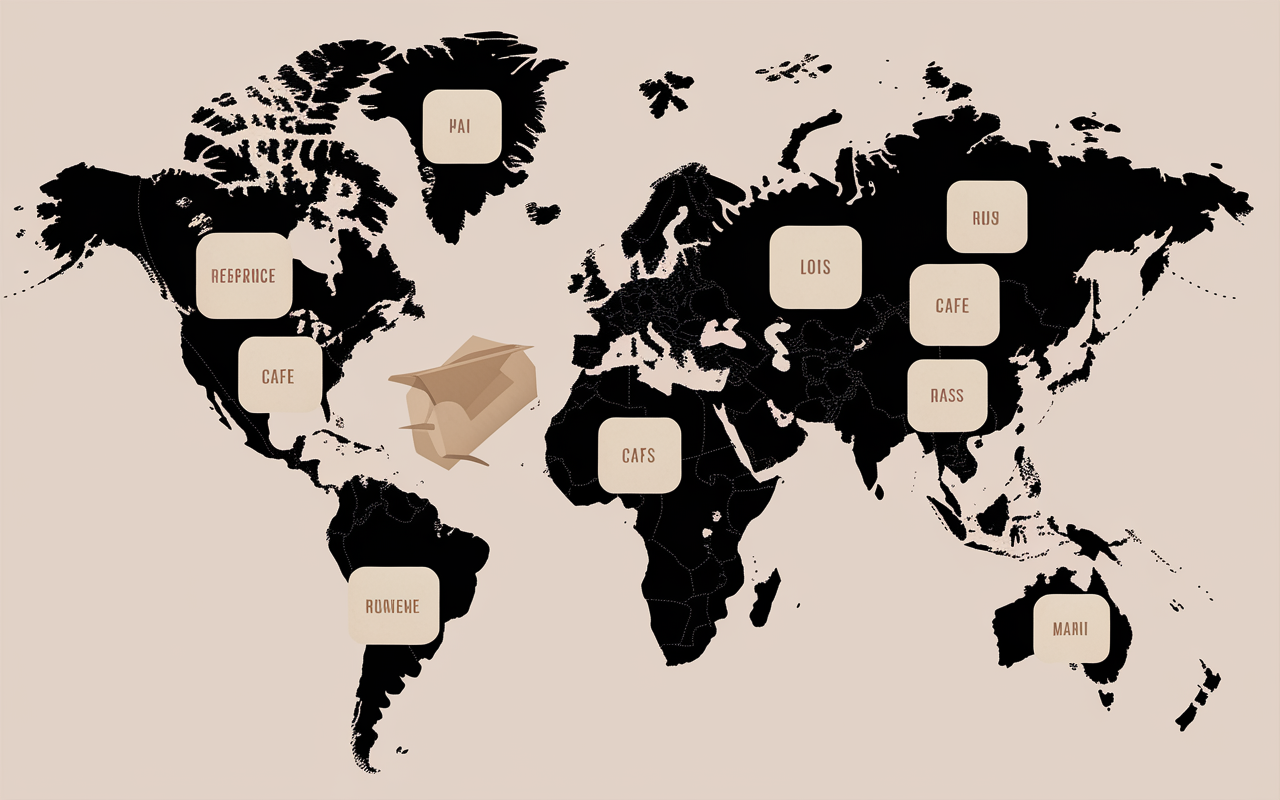 Carte pays producteurs de café avec chiffres