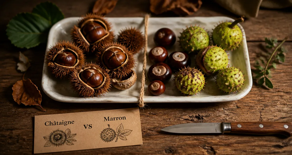 Différence entre marron et châtaigne : châtaignes et marrons d’Inde